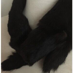 Real Fur Cowl Scarf Neck Wrap Black Whole piece Fox Fur Collar for Coat, 28"